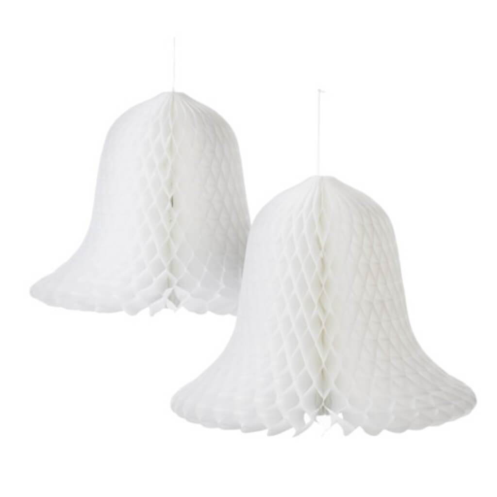 Bridal Paper Bells White 15 inches 12 pieces 