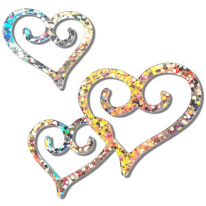 Heart Confetti Holographic Silver 2 to 4 inches 48 pieces 