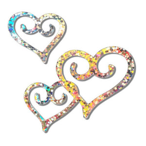 Heart Confetti Holographic Silver 2 to 4 inches 48 pieces
