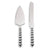 Silver Metal Cake Server Set with Beaded Handles 2 pieces