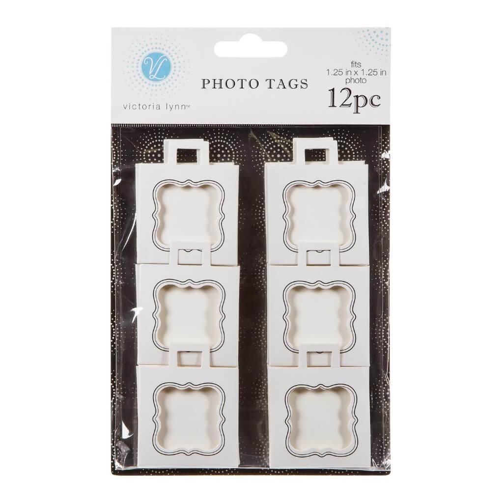 PHOTO TAGS WHITE 1.25 X1.25IN 12PCS 