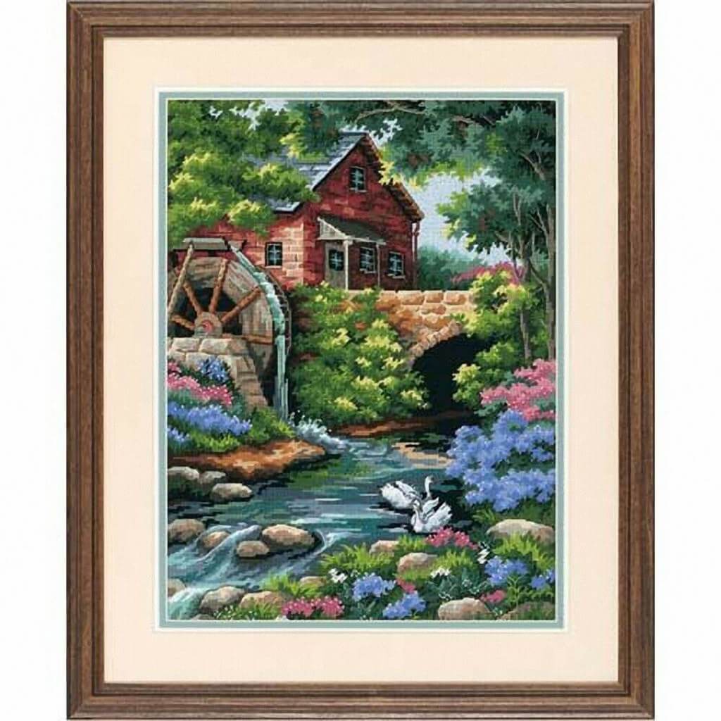 Needlepoint Kit 12in x 16in Old Mill Stitched in Thread