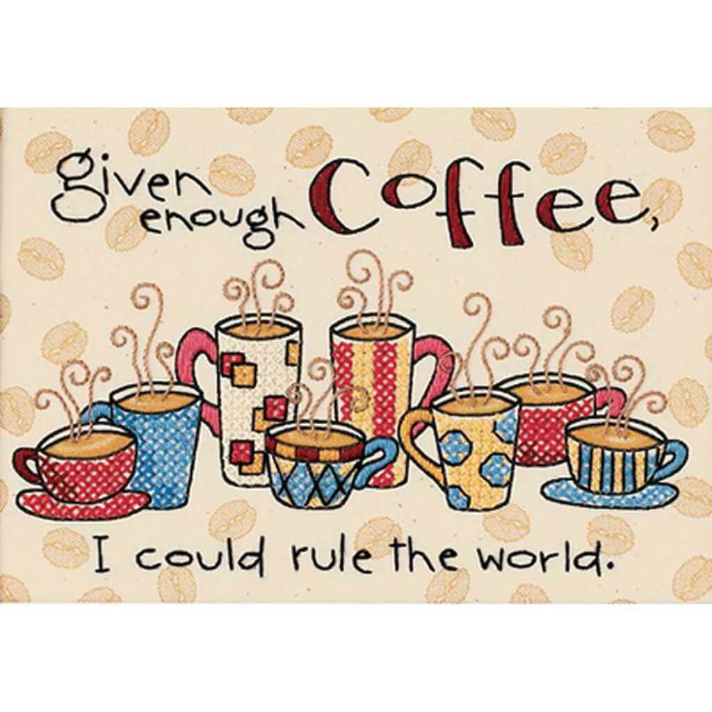 Mini Stamped Cross Stitch Kit Enough Coffee