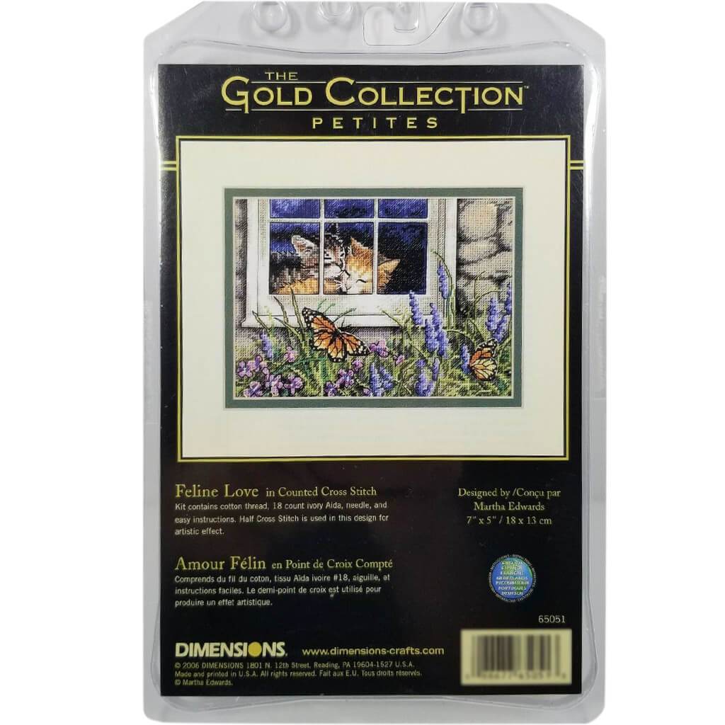 Feline Love Gold Petite Counted Cross Stitch Kit 7in x 5in