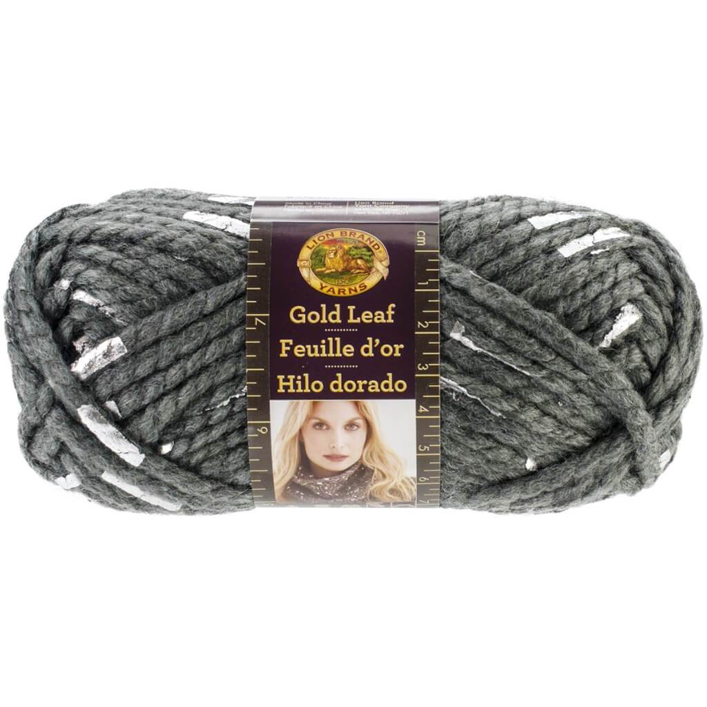 Lion Brand Gold Leaf Yarn Grey &amp; Silver