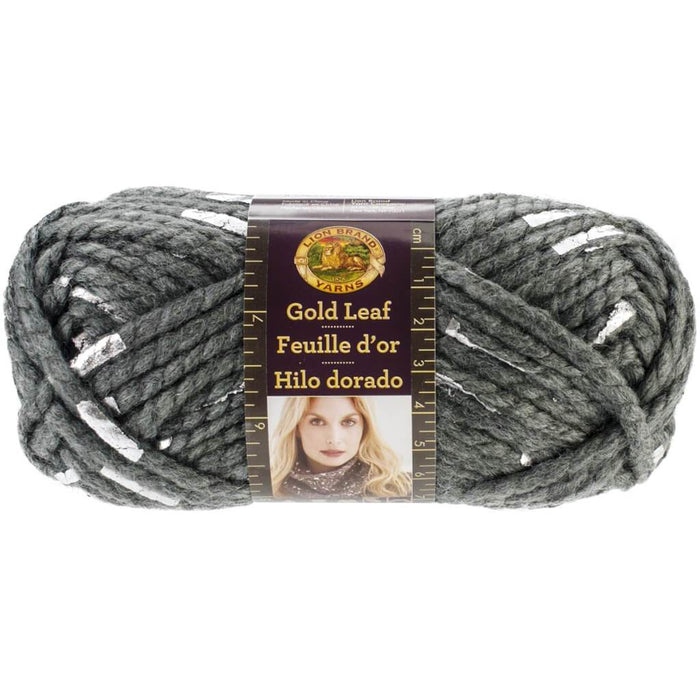 Lion Brand Gold Leaf Yarn Grey & Silver