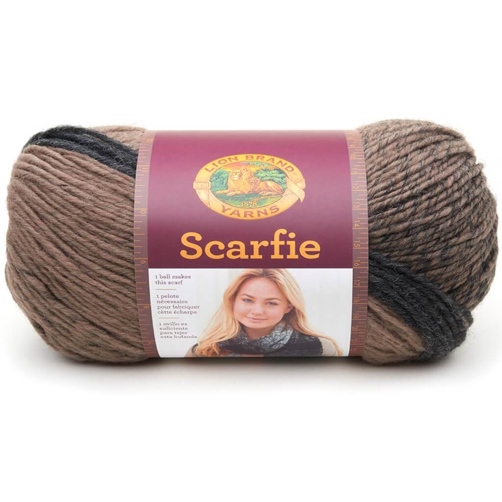 Lion Brand Scarfie Yarn Taupe/Charcoal