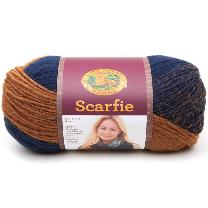Lion Brand Scarfie Yarn Ochre/Navy