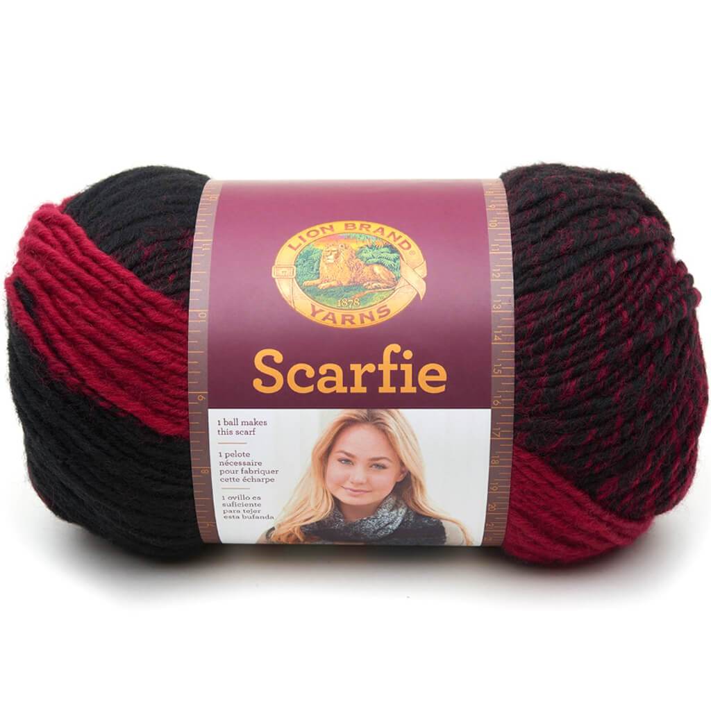 Lion Brand Scarfie Yarn Cranberry/Black