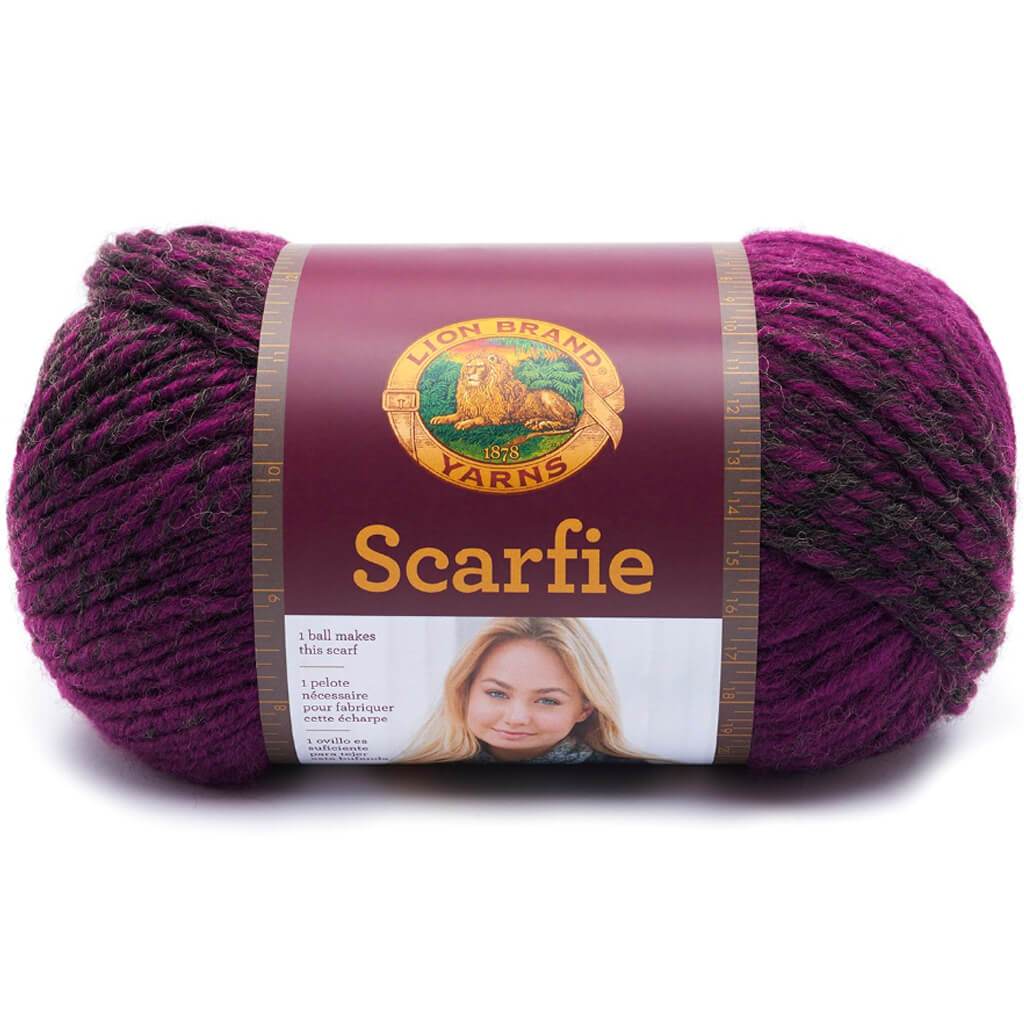 Lion Brand Scarfie Yarn Charcoal/Magenta