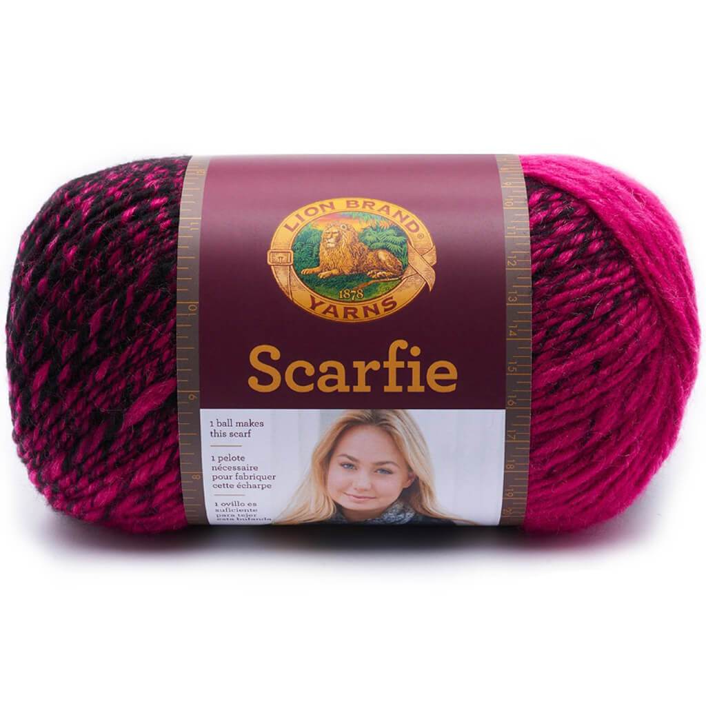 Lion Brand Scarfie Yarn Black/Hot Pink