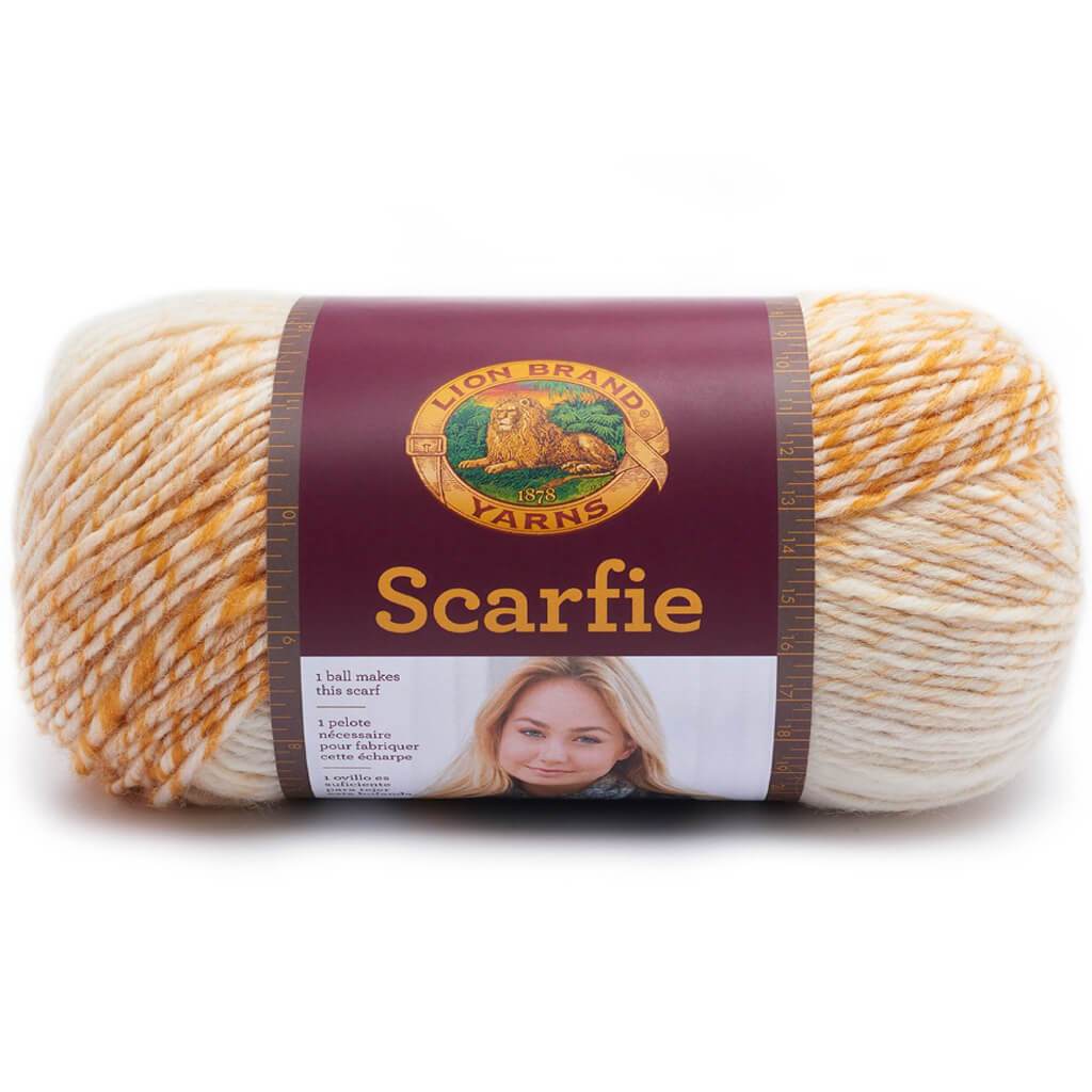 Lion Brand Scarfie Yarn Cream/Mustard