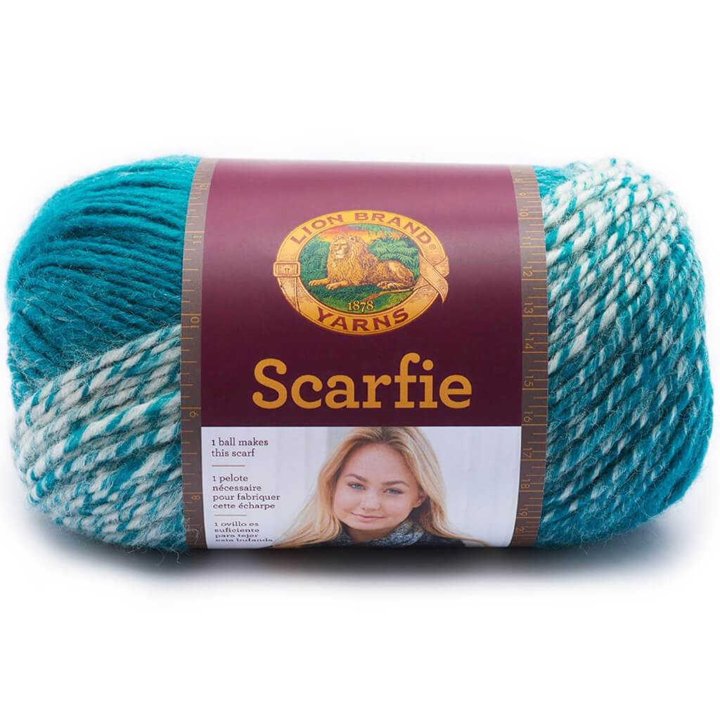 Lion Brand Scarfie Yarn Cream/Teal