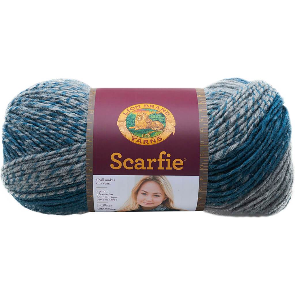 Lion Brand Scarfie Yarn Teal &amp; Silver