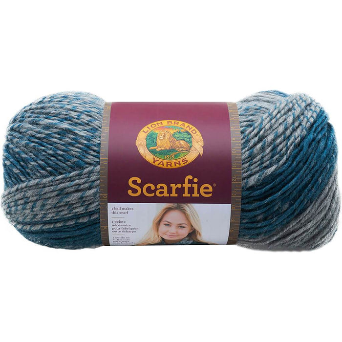 Lion Brand Scarfie Yarn Teal & Silver