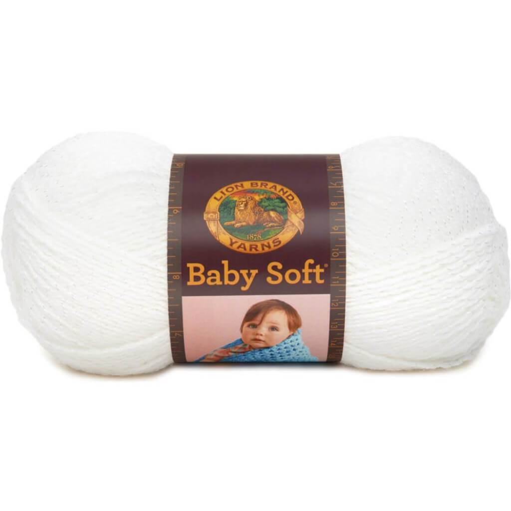 Lion Brand Baby Soft Yarn White Pompadour