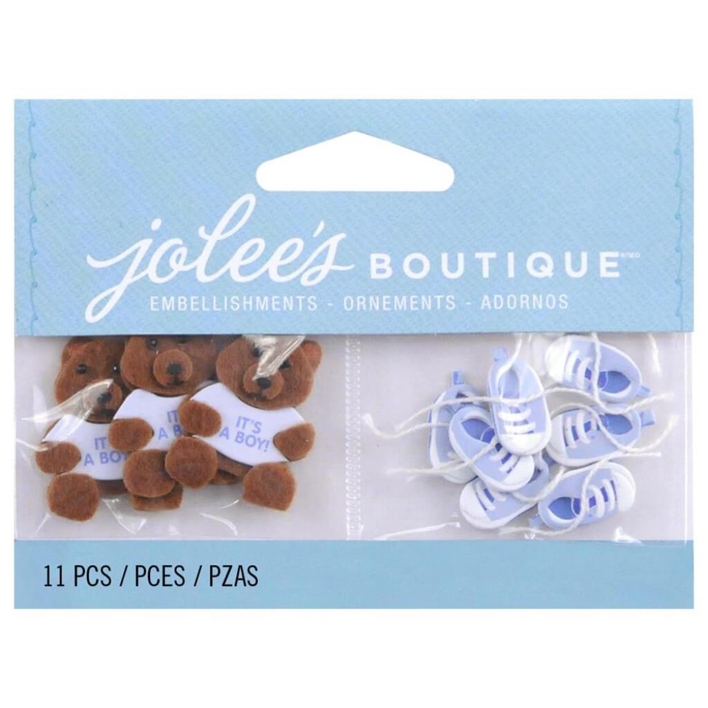 Jolee&#39;s Boutique Dimensional Embellishments 11/Pkg Baby Boy Bears &amp; Booties