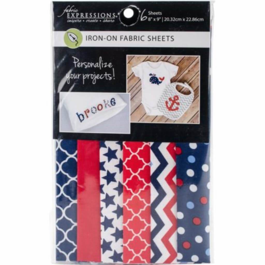 Fabric Editions Fusible Sheets 8in x 9in 6/Pkg Red, White &amp; Blue