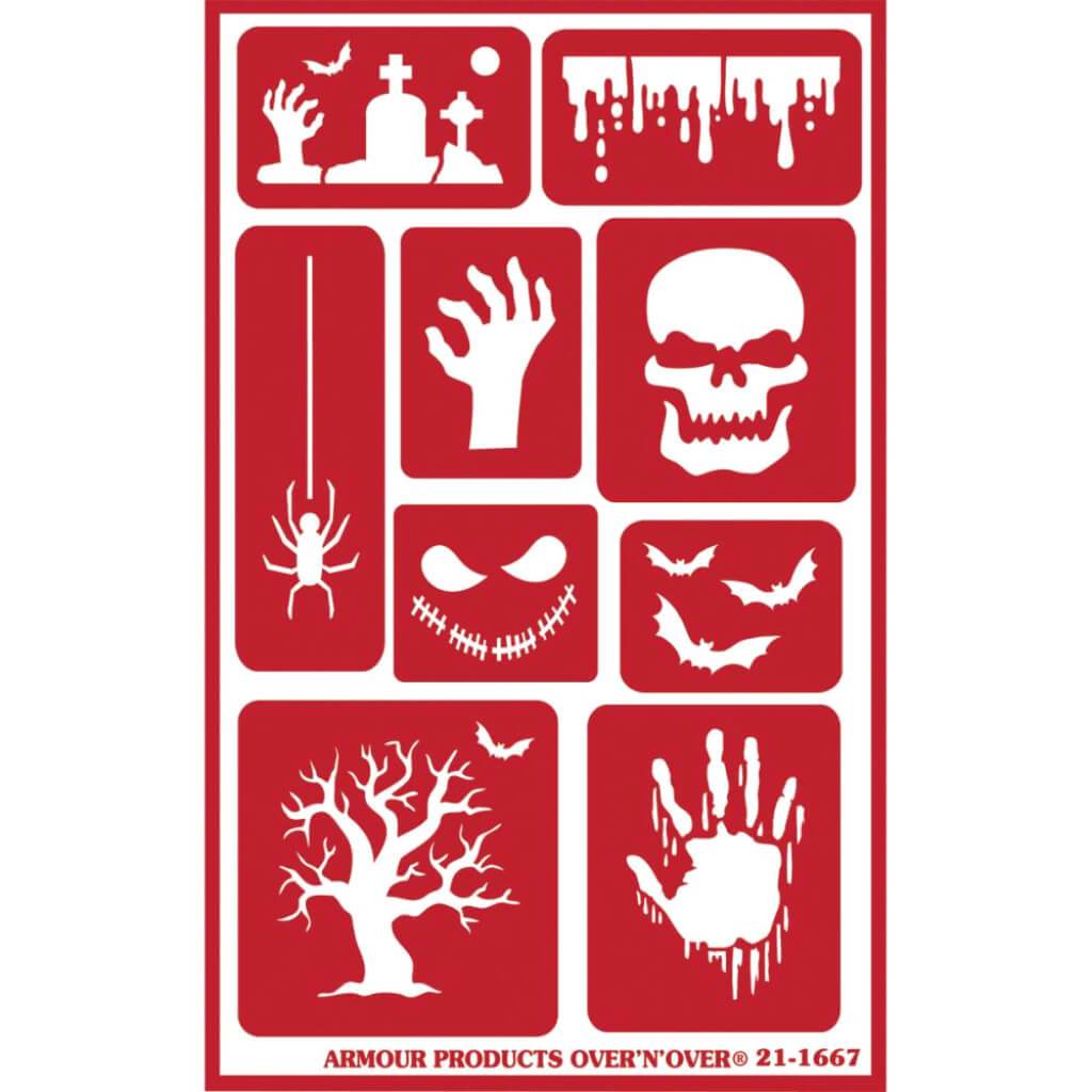 Over &#39;N&#39; Over Reusable Stencils 5in x 8in Halloween