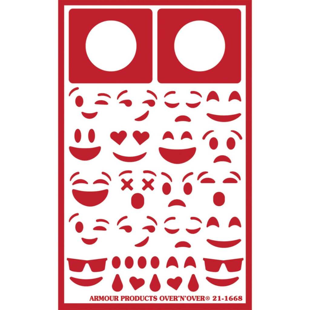 Over &#39;N&#39; Over Reusable Stencils 5in x 8in Emojis