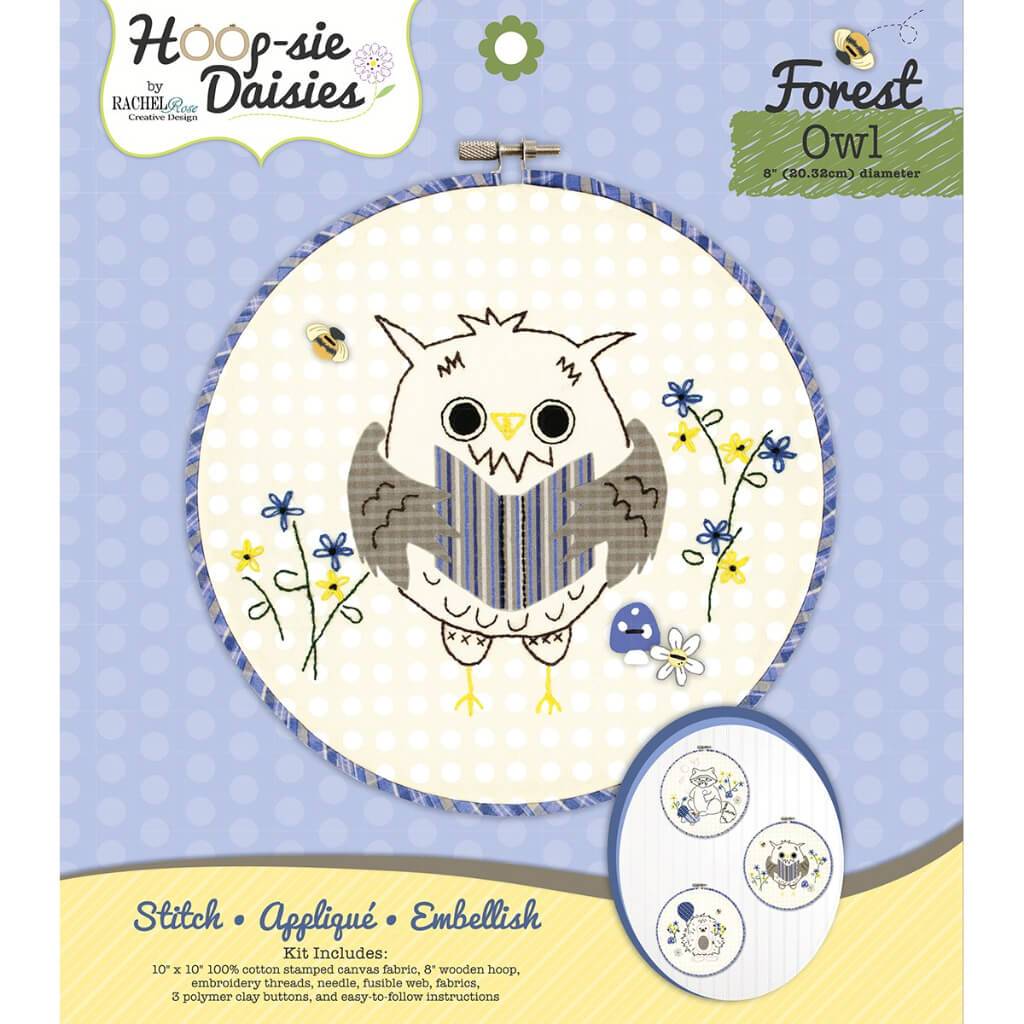 Owl Hoop-sie Daisies Embroidery Kit 8.5in Round