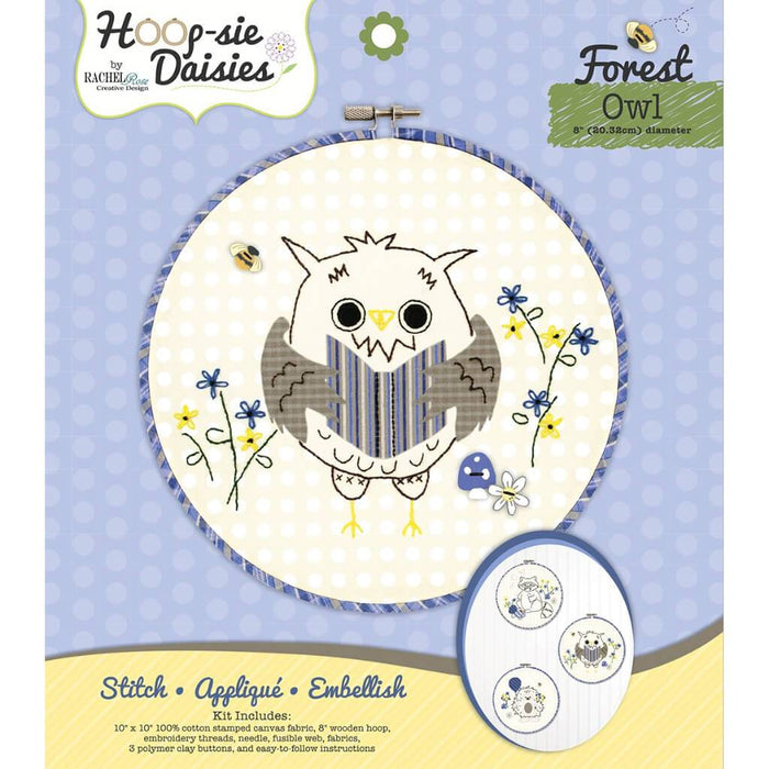 Owl Hoop-sie Daisies Embroidery Kit 8.5in Round