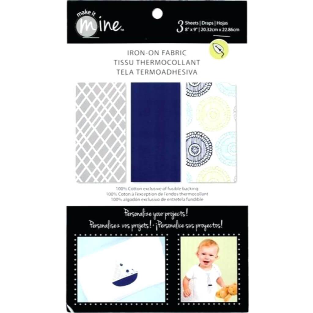 Iron-On Fabric Sheets 8in x 9in 3/Pkg Cool