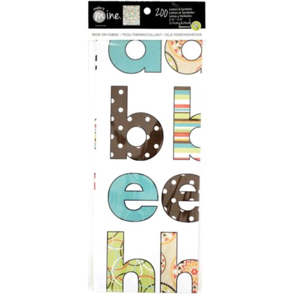 Alphabet Lowercase Iron-On Fabric Letters &amp; Symbols Modern