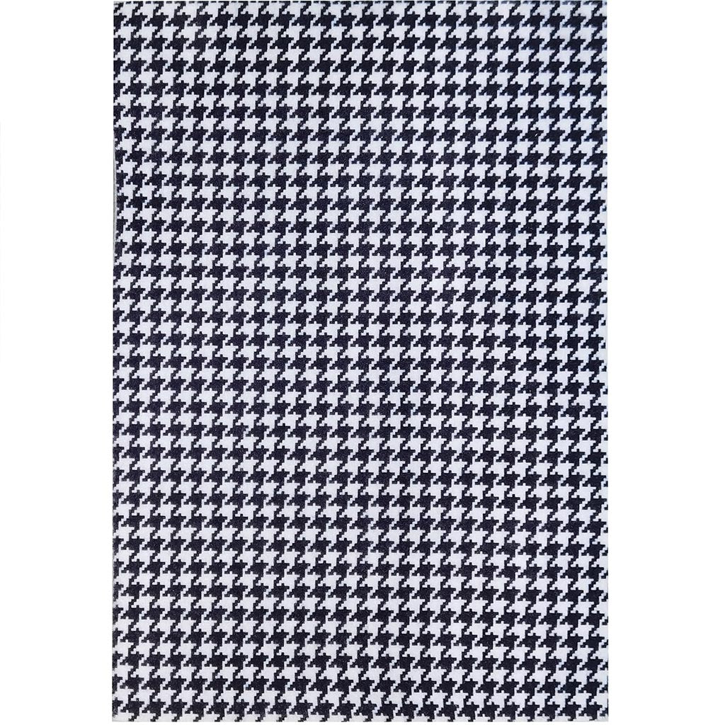 Felt Sheet Houndstooth Print Black/White 09 x 12in