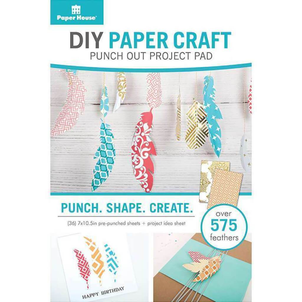 Paper House DIY Paper Craft Punch-Out Project Pad Feathers, Over 575pcs