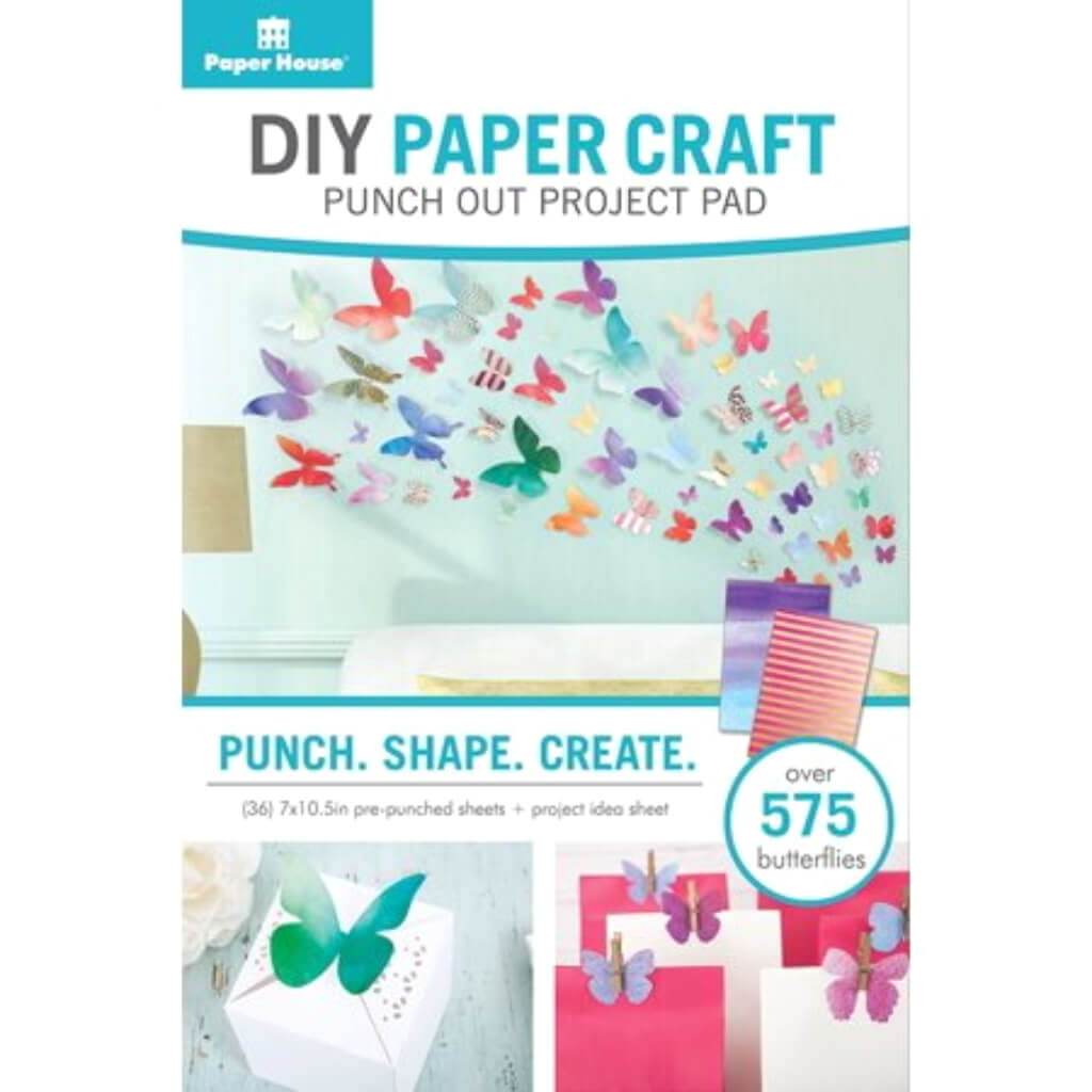 Paper House DIY Paper Craft Punch-Out Project Pad Butterflies, Over 575pcs