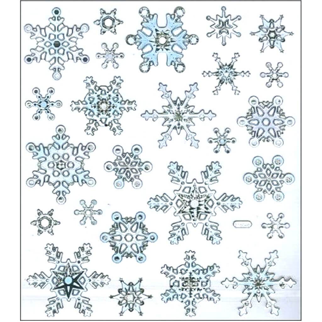 Sticker King Stickers Silver &amp; White Snowflakes
