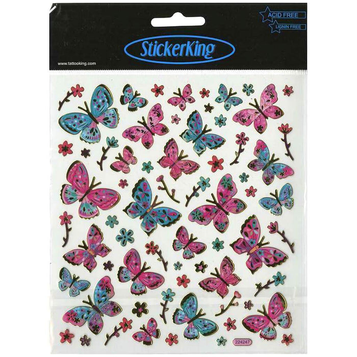 Sticker King Stickers Pink & Aqua Butterflies