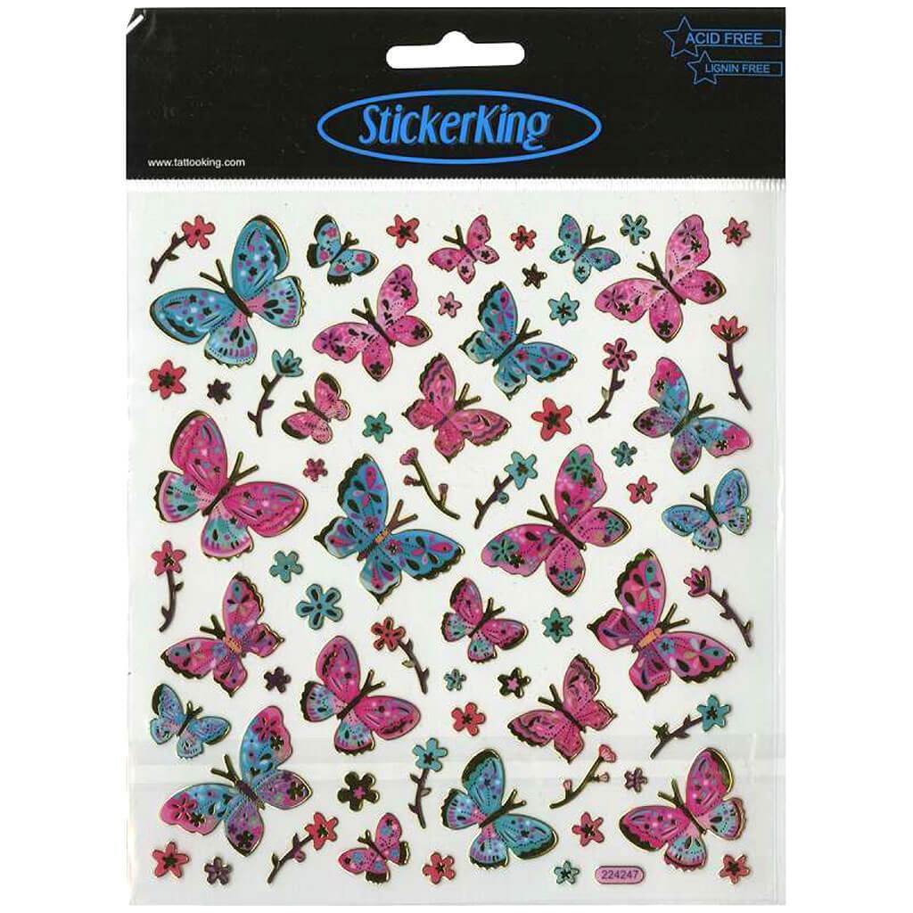 Sticker King Stickers Pink &amp; Aqua Butterflies