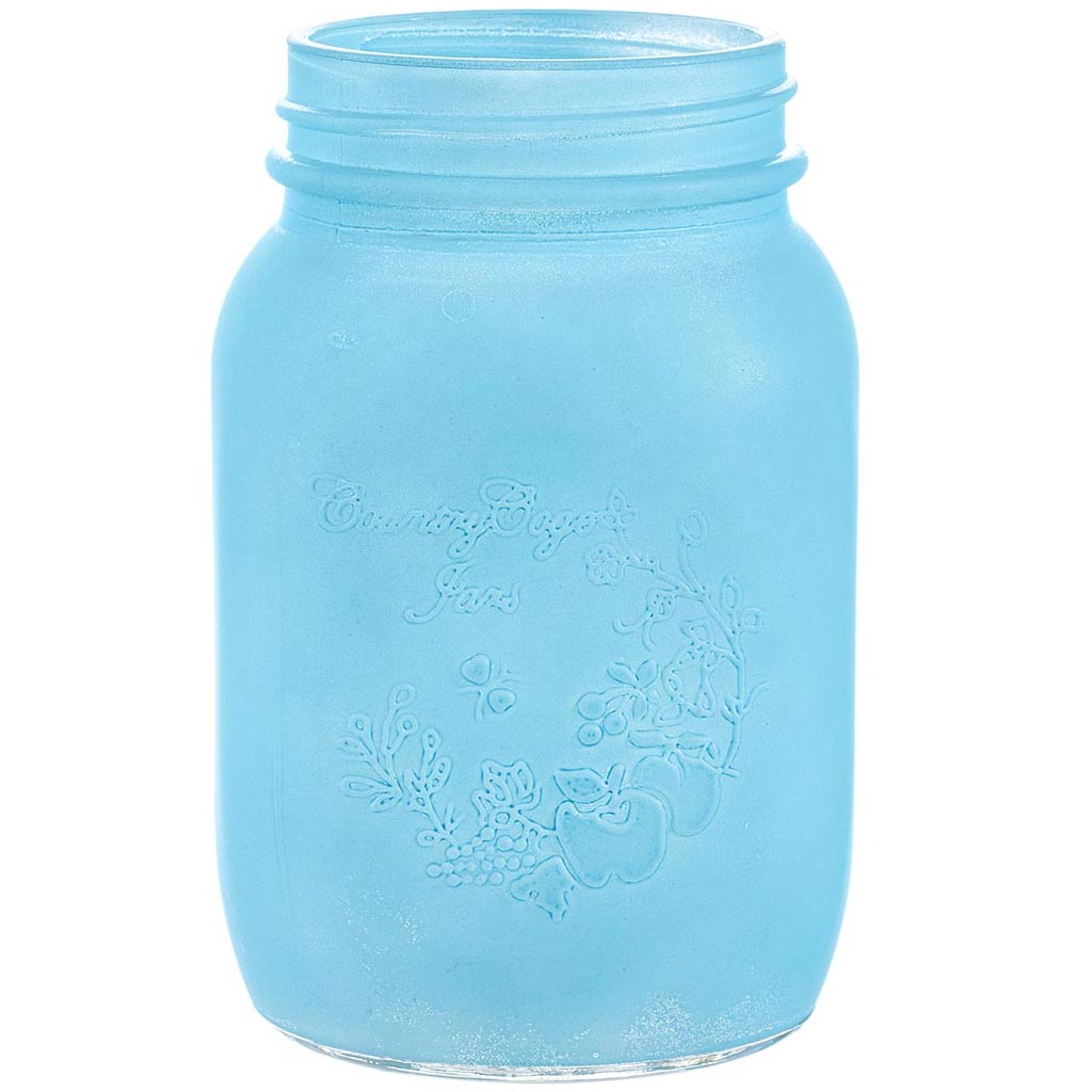 Glass Mason Jar Frost Sky Blue