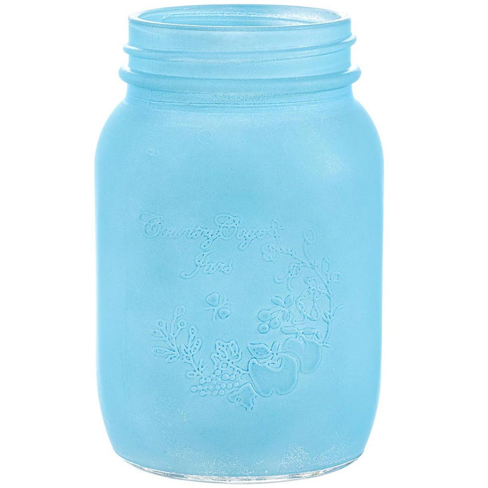 Glass Mason Jar Frost Sky Blue