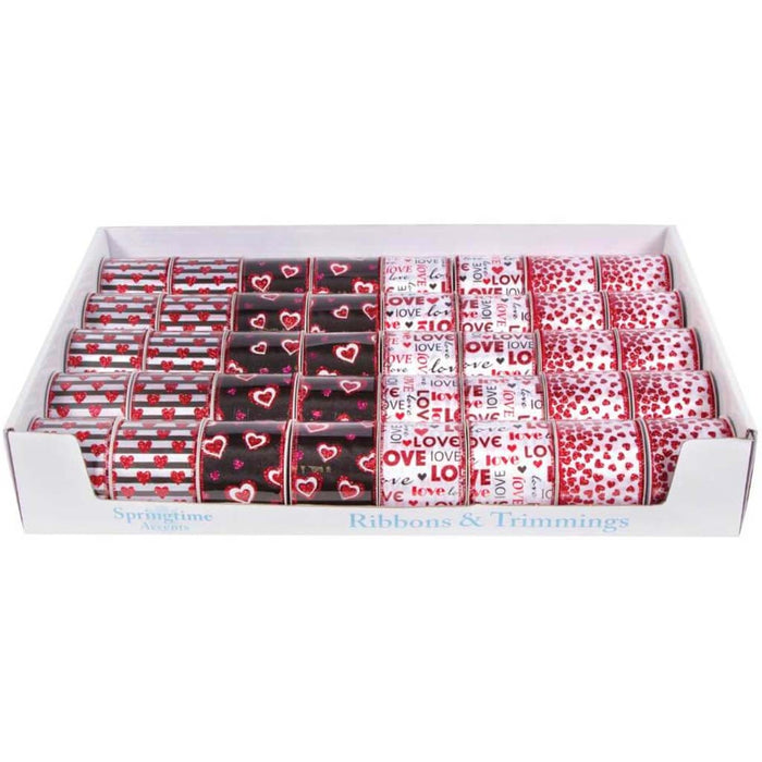 RIBBON GLITTER ASSSORTED 2.5IN BLACK/WHITE/RED 3YRD 