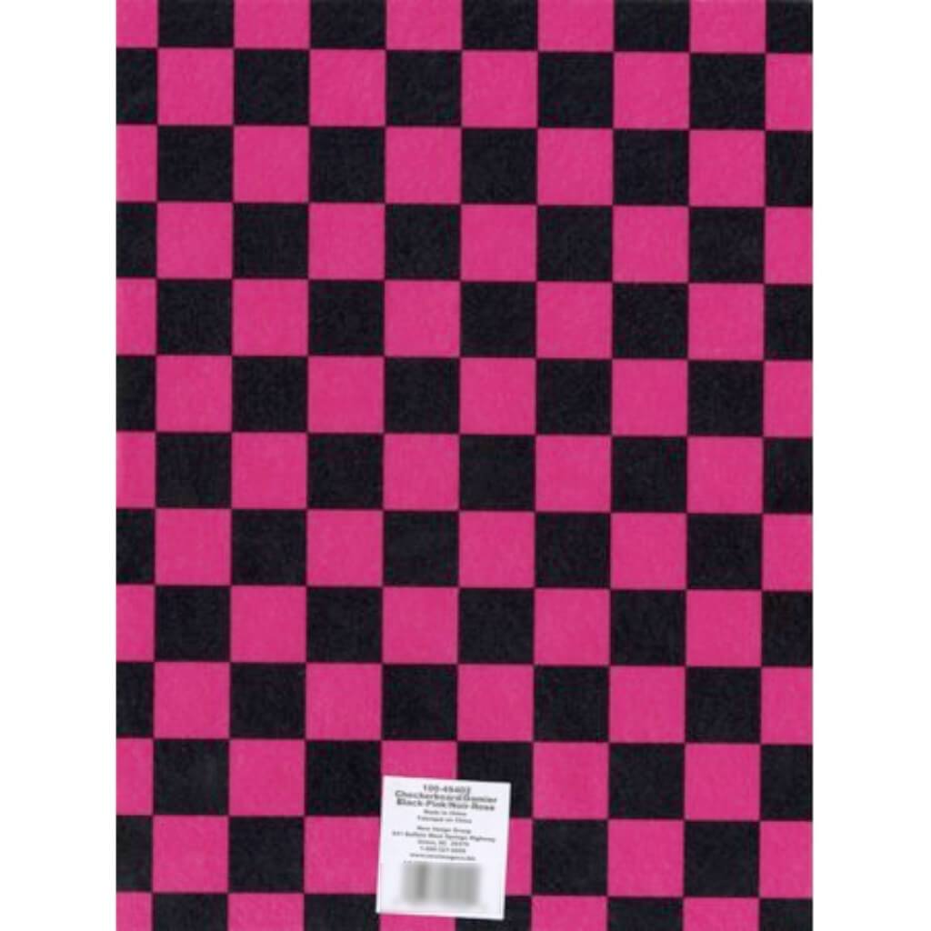 Felt Sheet Checkboard Print Black/Fuschia 09 x 12in