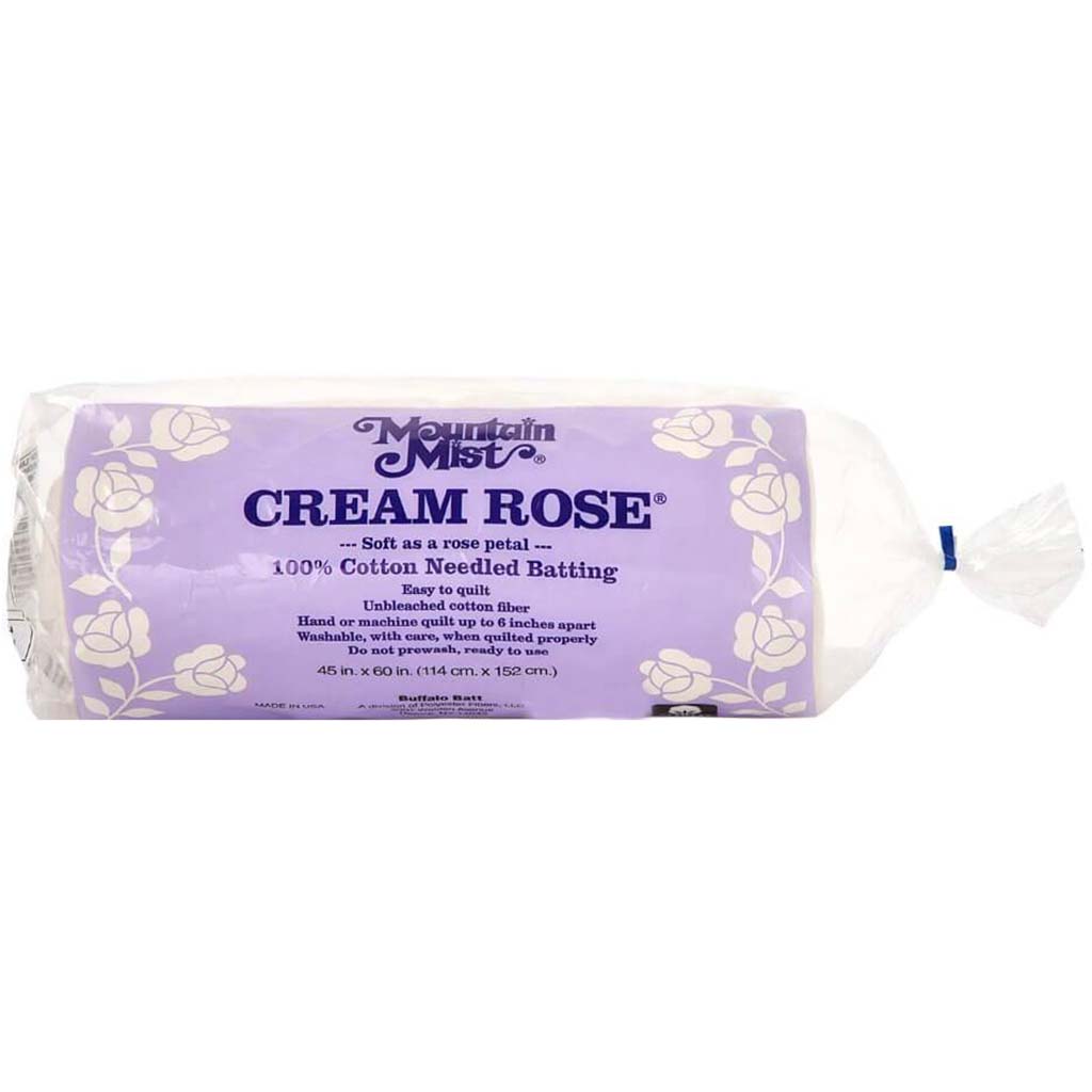 MOUNTAIN COTTON BATTING CREAM ROSE CRIBE SIZE 45X60IN 