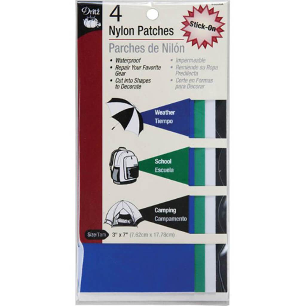 Nylon Stick-On Patches 3 in x 7 in Blue &amp; Green Mix 4 Pieces 