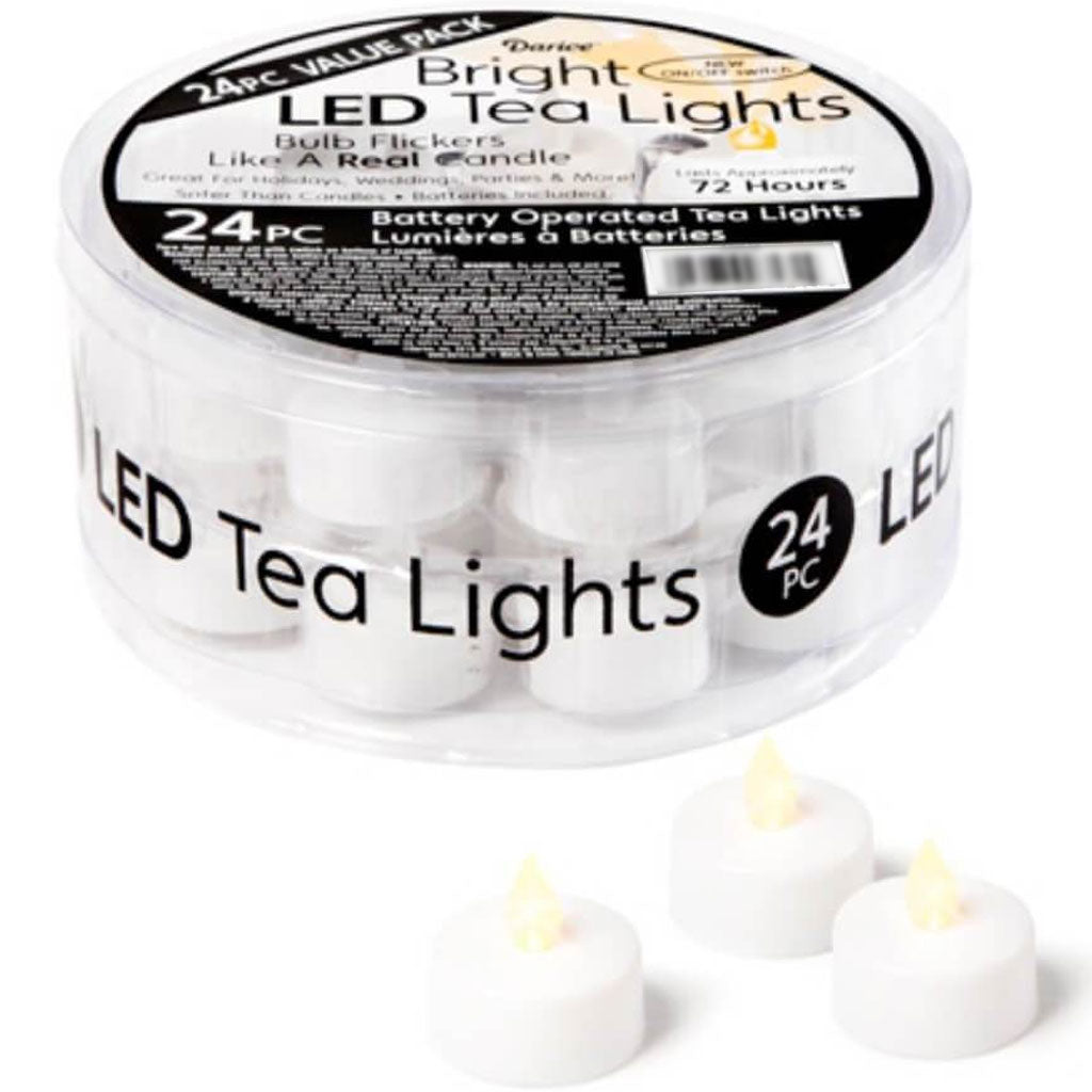 Led Tea Lights White 24 Pieces 