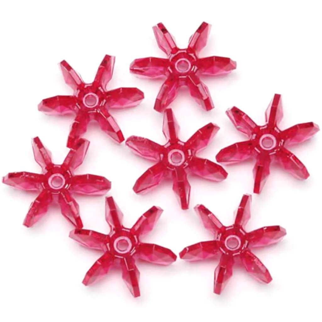 Starflake Beads Transparent Christmas Red 18mm 100 pieces 