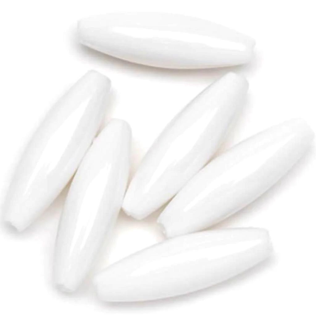 Spaghetti Bead Oval White 19 x 6mm 