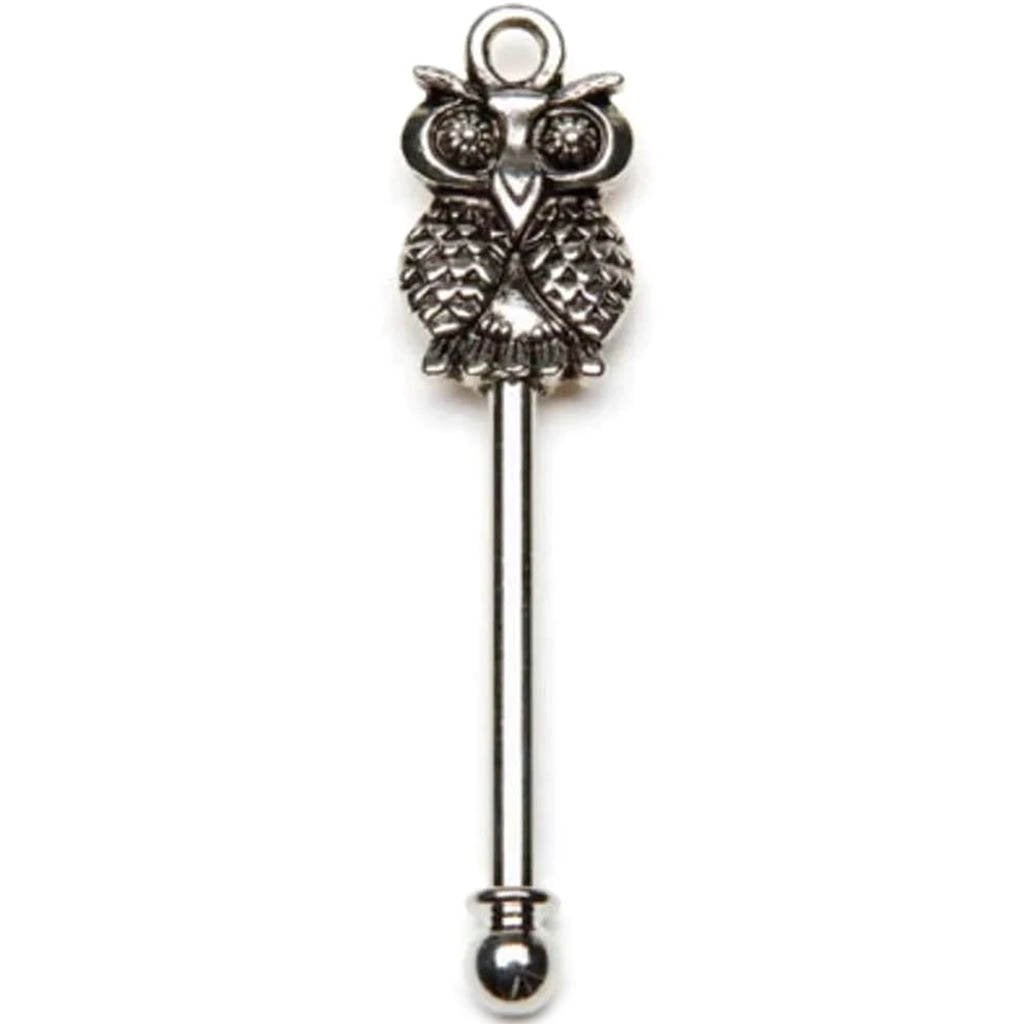 Twist Top Key Bead Pendant Owl Antique Silver 