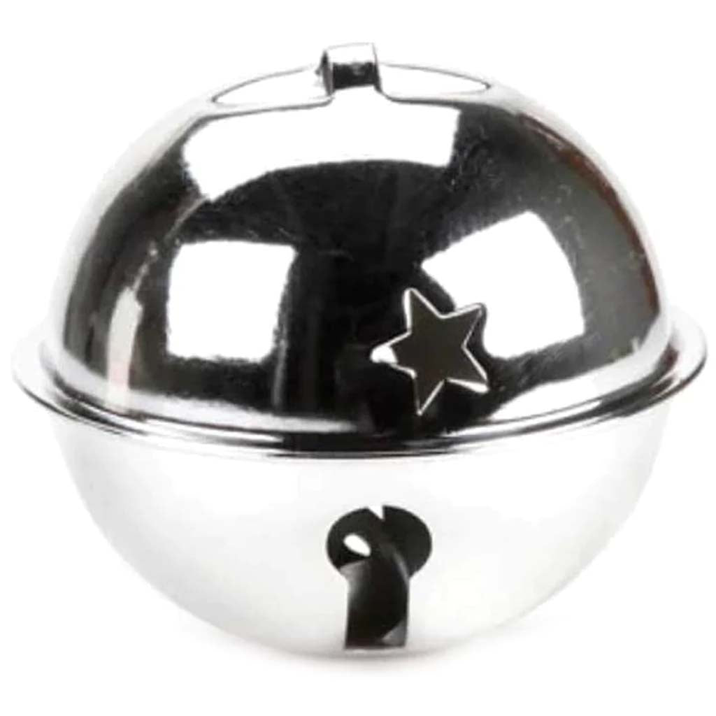 Jingle Bell Silver with Star Cut Outs 2.75 inches 