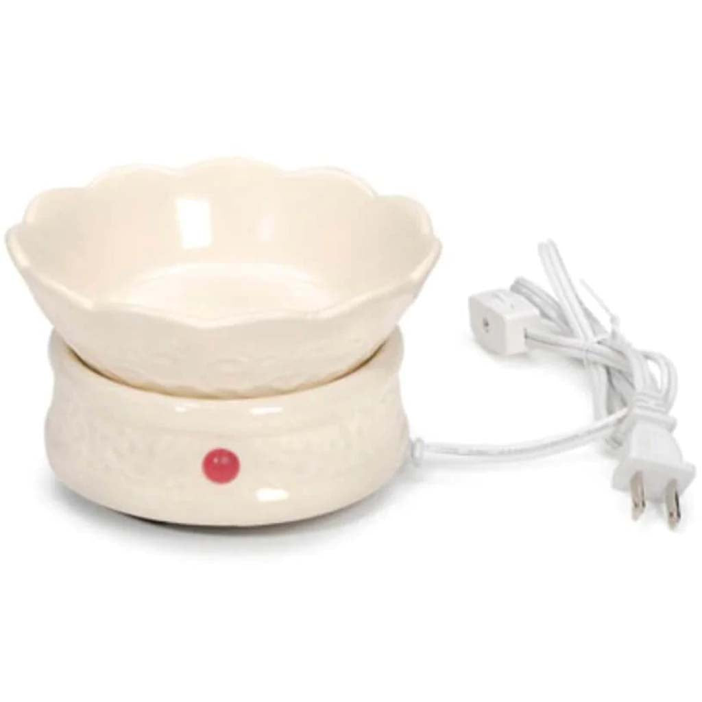 Electric Wax Melter Ceramic Embossed Design Ivory 