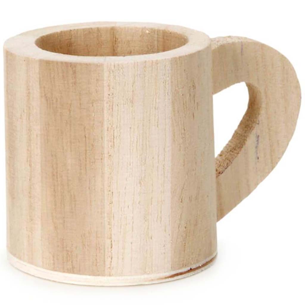 UNFINISH WOOD MUG W/HANDEL 