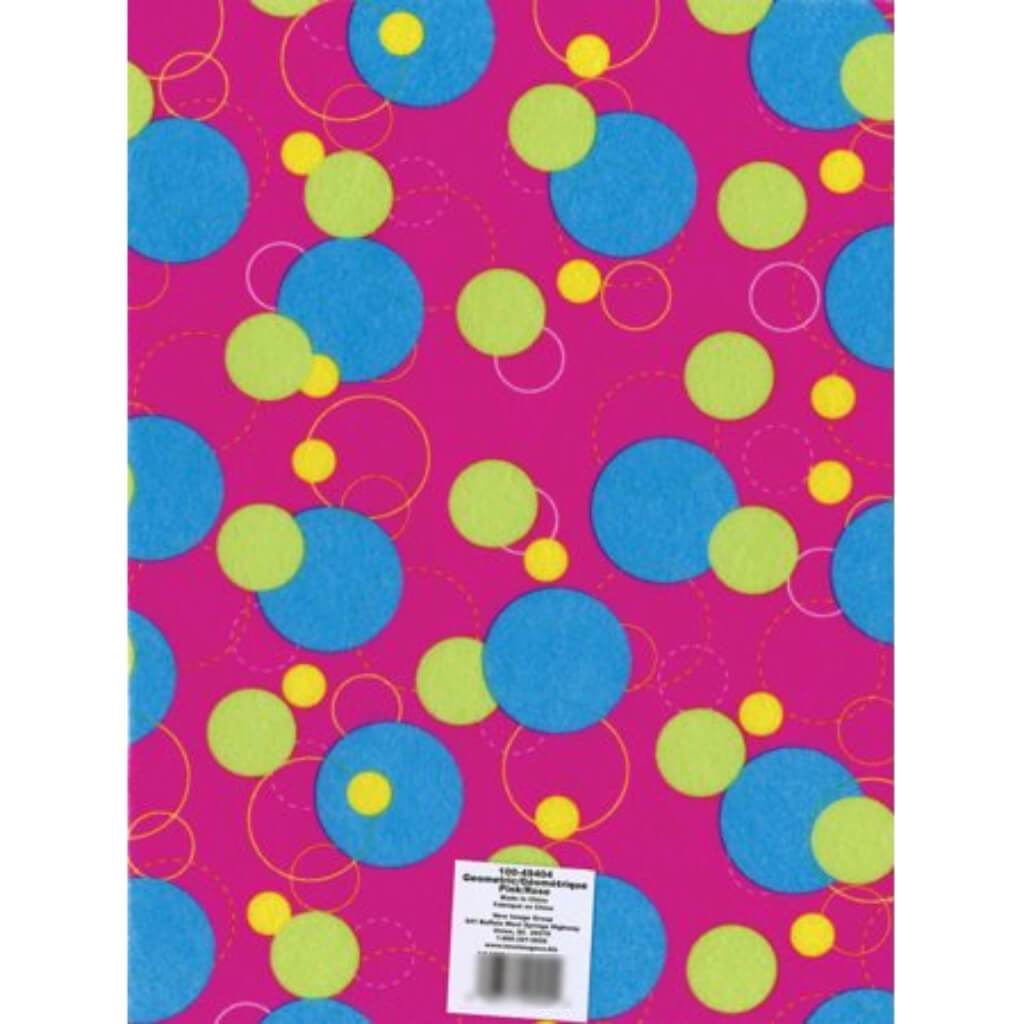 Felt Sheet Geometric Print Pink 09 x 12in