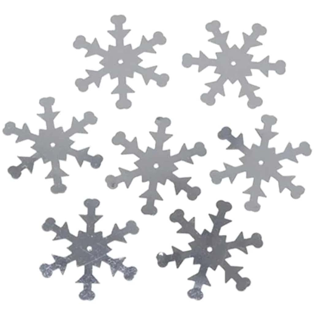 Silver Snowflake Sequins 24mm 30pcs 