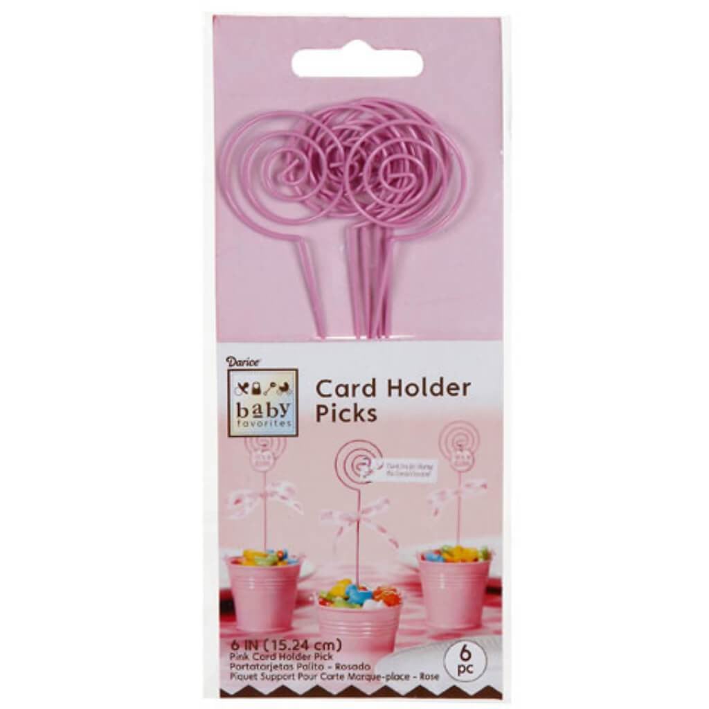 CARD HOLDER PICK 6 IN.6PC PINK 